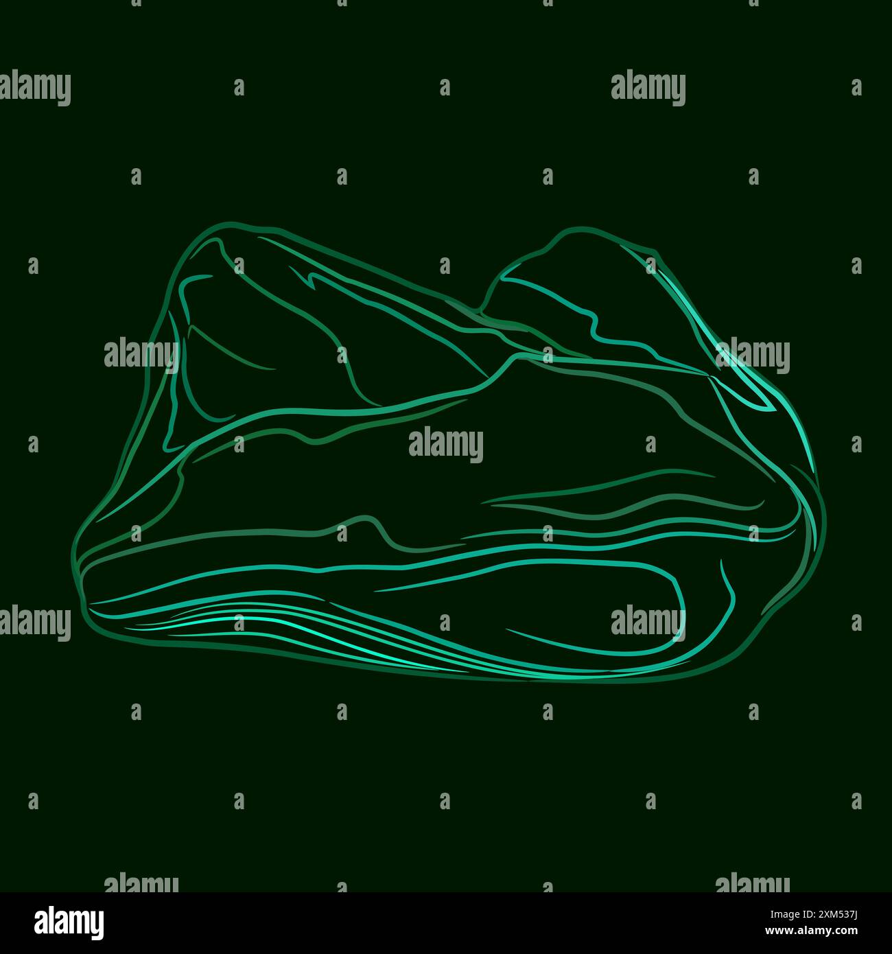 Dessin au trait de couleur de gemme de malachite naturelle non traitée. Illustration vectorielle de pierre ornementale malachite verte avec une couleur riche et une brillance. Illustration de Vecteur