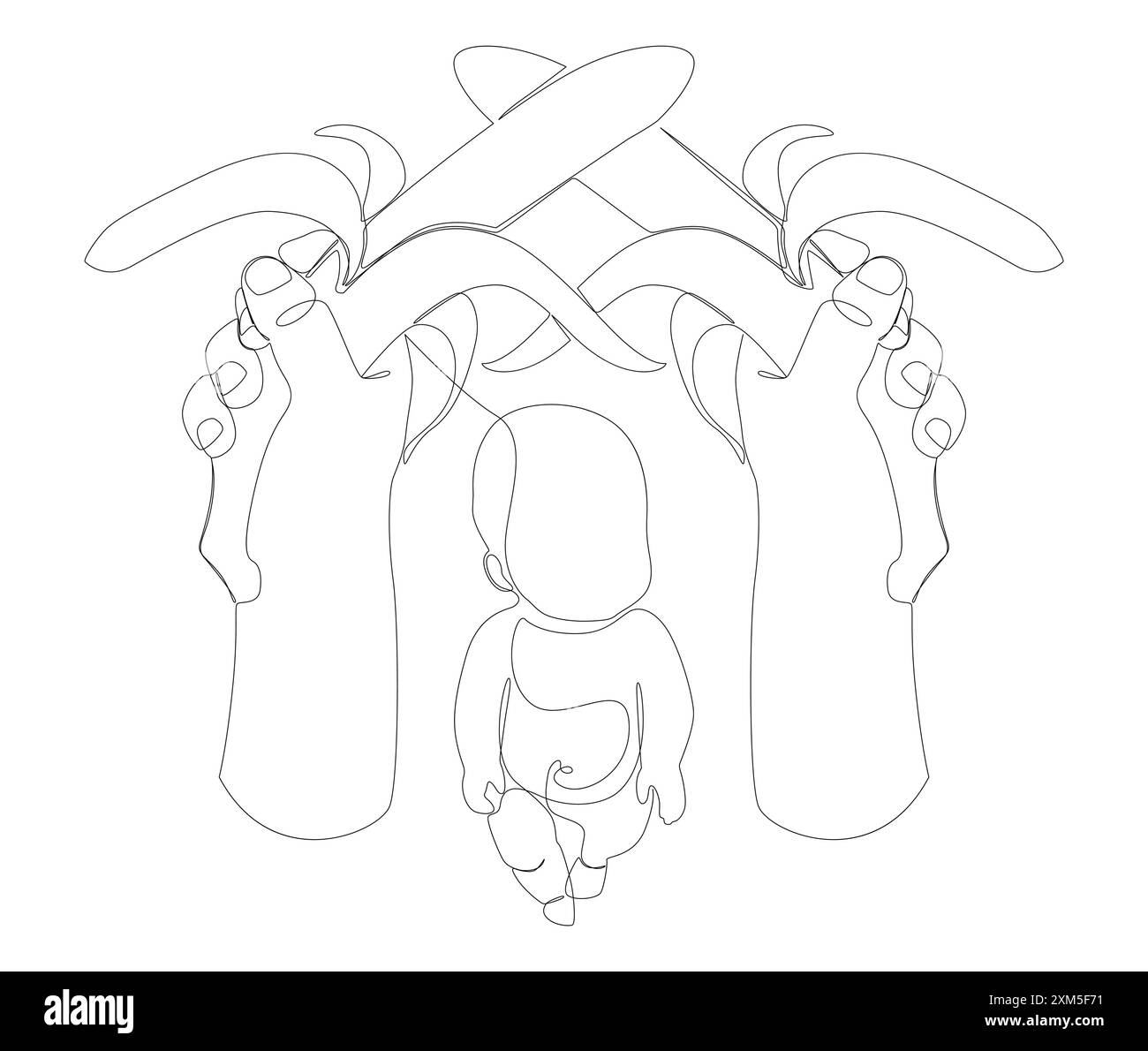 Une ligne continue de bébé avec banane. Concept vectoriel d'illustration de ligne mince. Contour Drawing idées créatives. Illustration de Vecteur