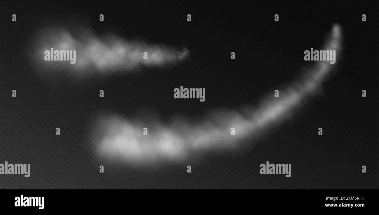 Traînées de fumée, traînées de condensation d'avion, traînées laissées par une fusée ou un jet, lignes de vapeur provenant du mouvement rapide d'un avion Illustration de Vecteur