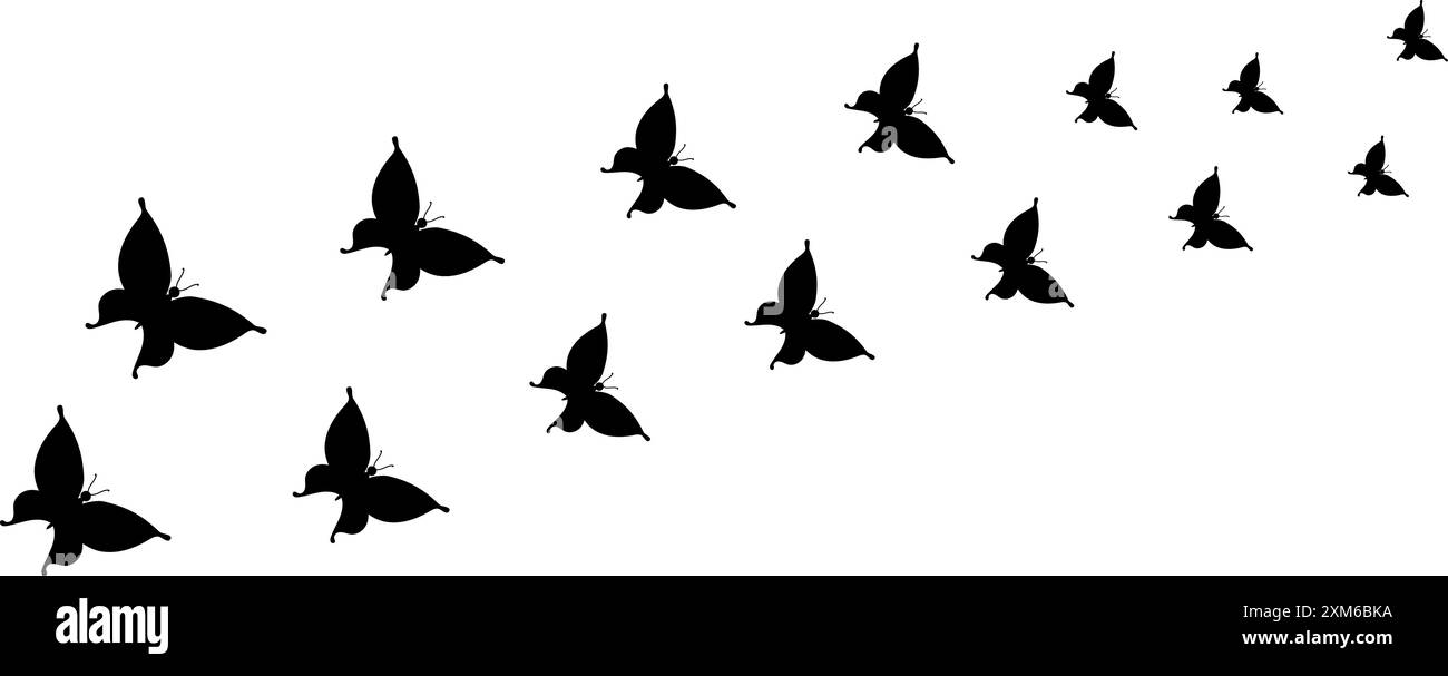 troupeau de papillons silhouette. Illustration de Vecteur