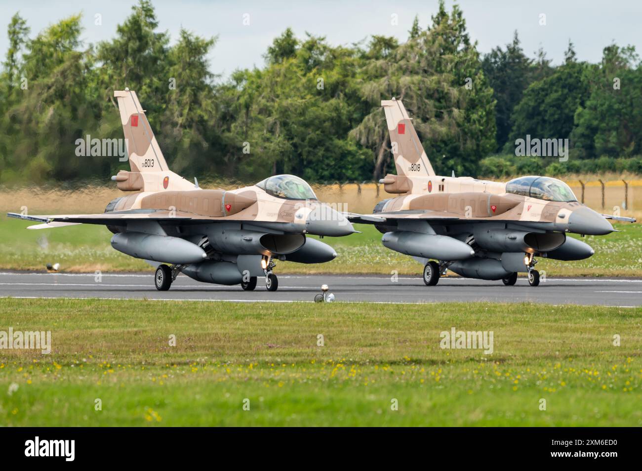 Un avion de chasse multirôle supersonique General Dynamics F-16 Fighting Falcon de l'armée de l'air royale marocaine. Banque D'Images