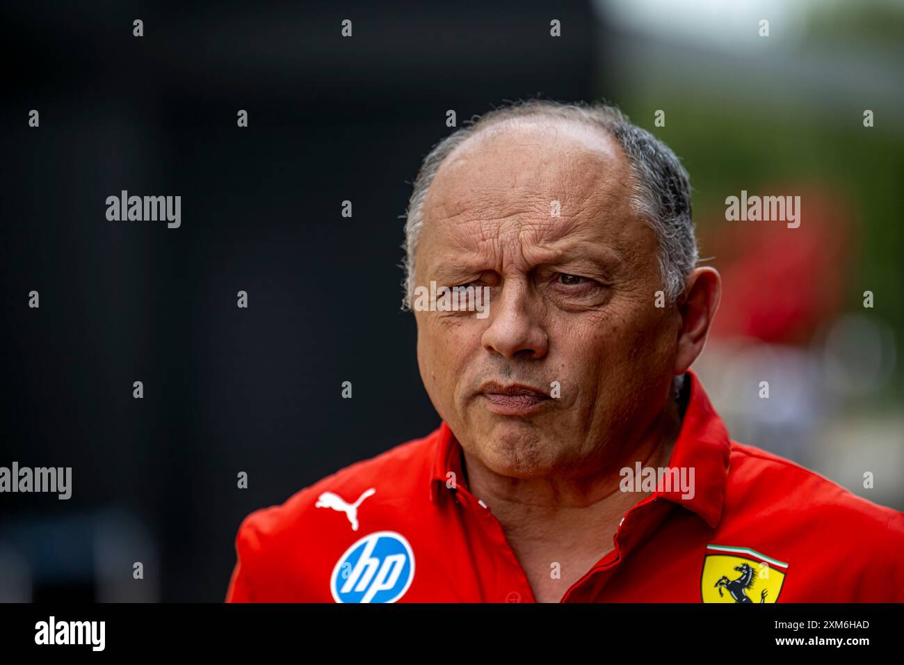 Stavelot, Belgique, le 25 juillet 2024, Frédéric Vasseur, le Team Principle de l'équipe Ferrari participant à la build UP, 14e manche du championnat de formule 1 2024. Crédit : Michael Potts/Alamy Live News Banque D'Images