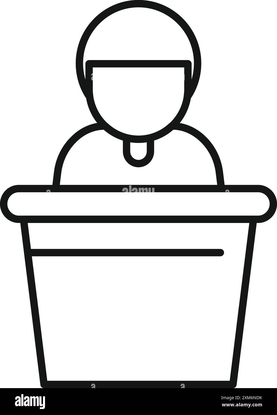 Un politicien parle à une foule derrière un podium qui prononce un discours Illustration de Vecteur