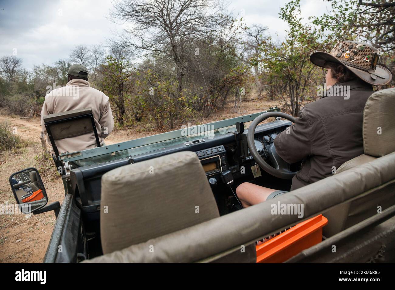 Véhicule à quatre roues pour observer la faune dans le parc national Kruger Banque D'Images