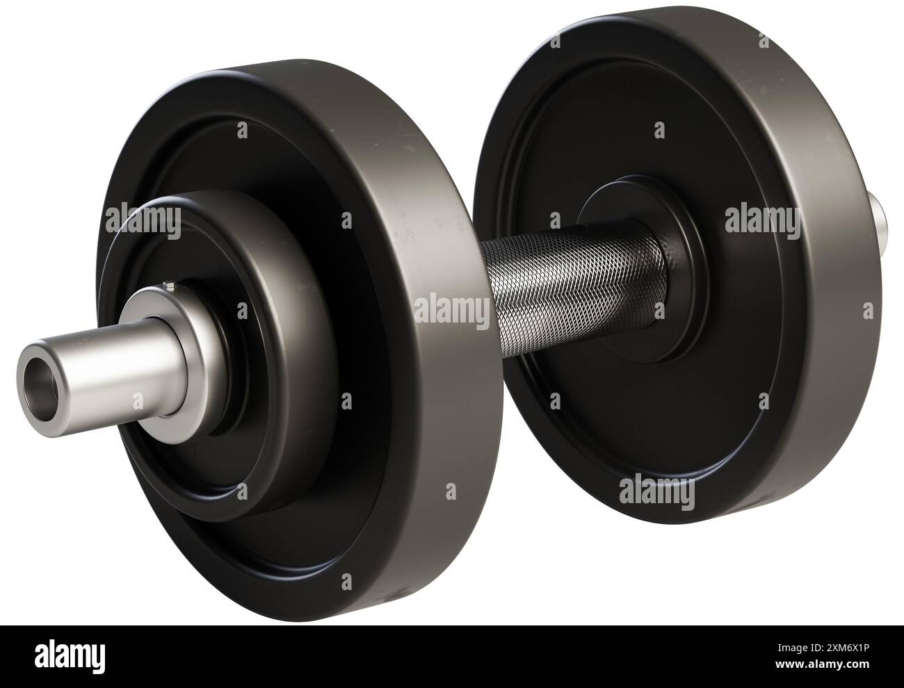 Un haltère isolé sur fond blanc pur Banque D'Images