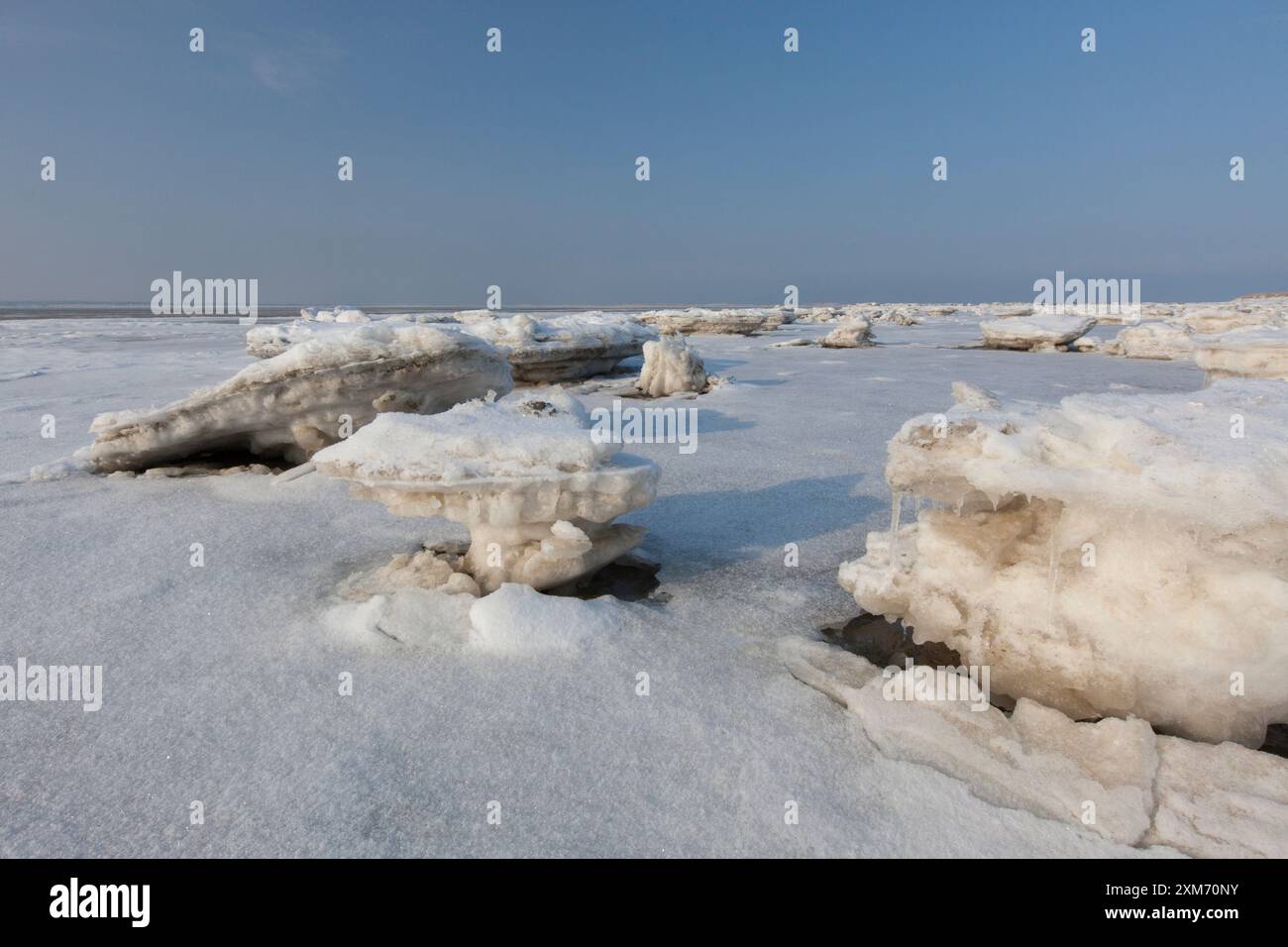 Banquise dans la mer des Wadden, hiver, Schleswig-Holstein, Allemagne Banque D'Images
