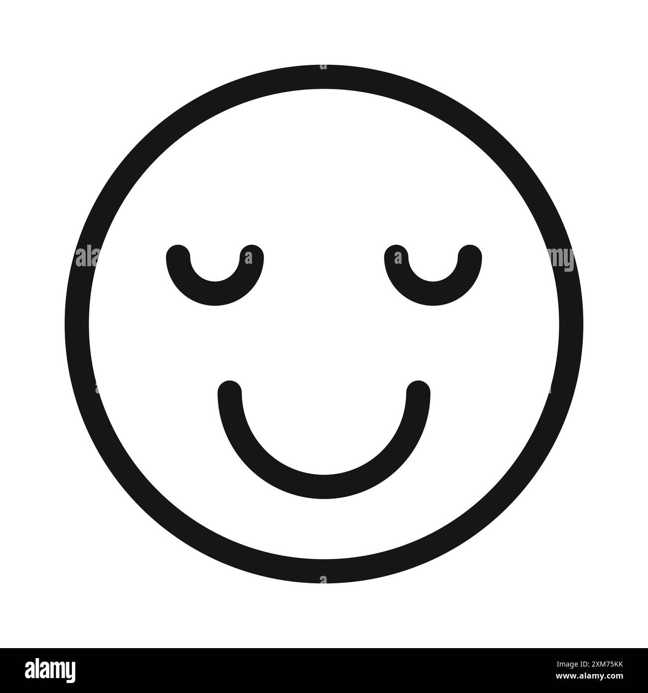 Calmer Emoji icône vecteur d'art de ligne noire en noir et blanc contour set signe de collection Illustration de Vecteur