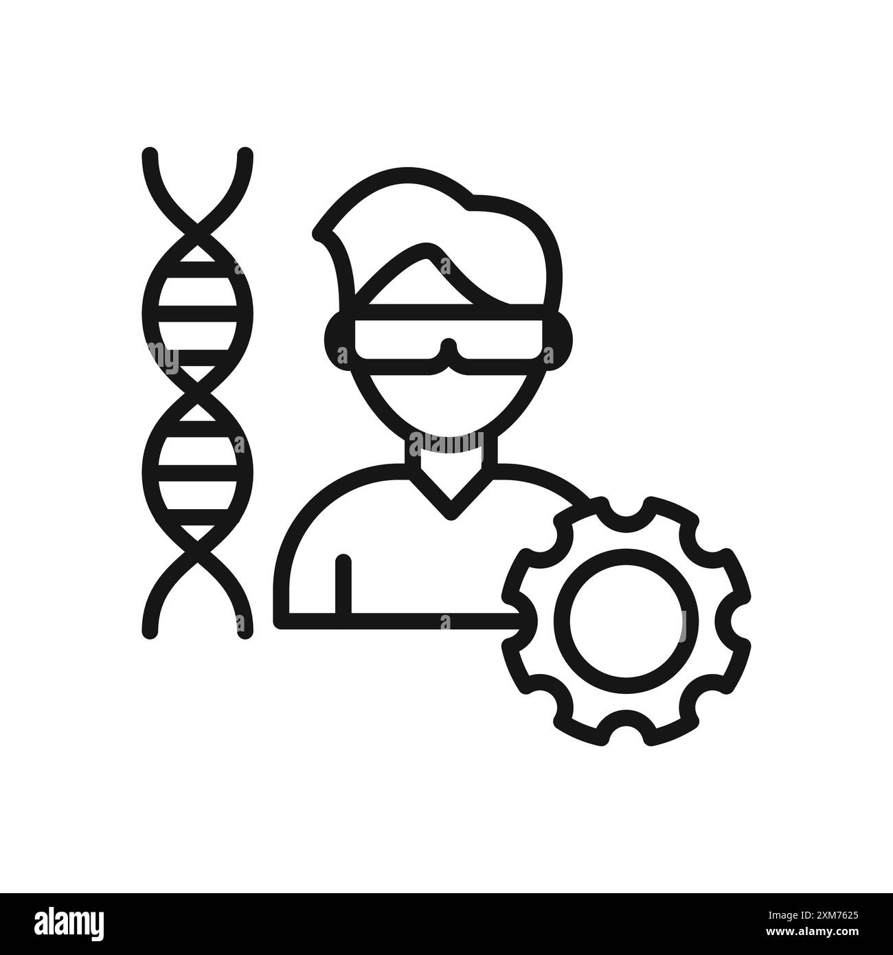 Icône d'ingénieur biomédical vecteur d'art de ligne noire dans le signe de collection de set de contour noir et blanc Illustration de Vecteur