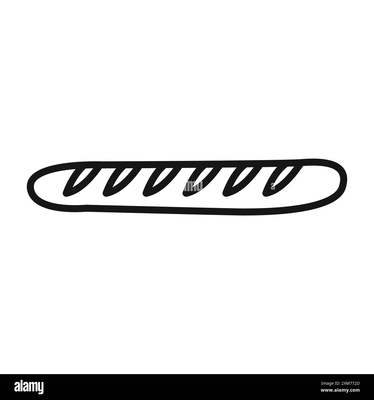Vecteur d'art de ligne noire d'icône de pain français en signe de collection d'ensemble de contour noir et blanc Illustration de Vecteur