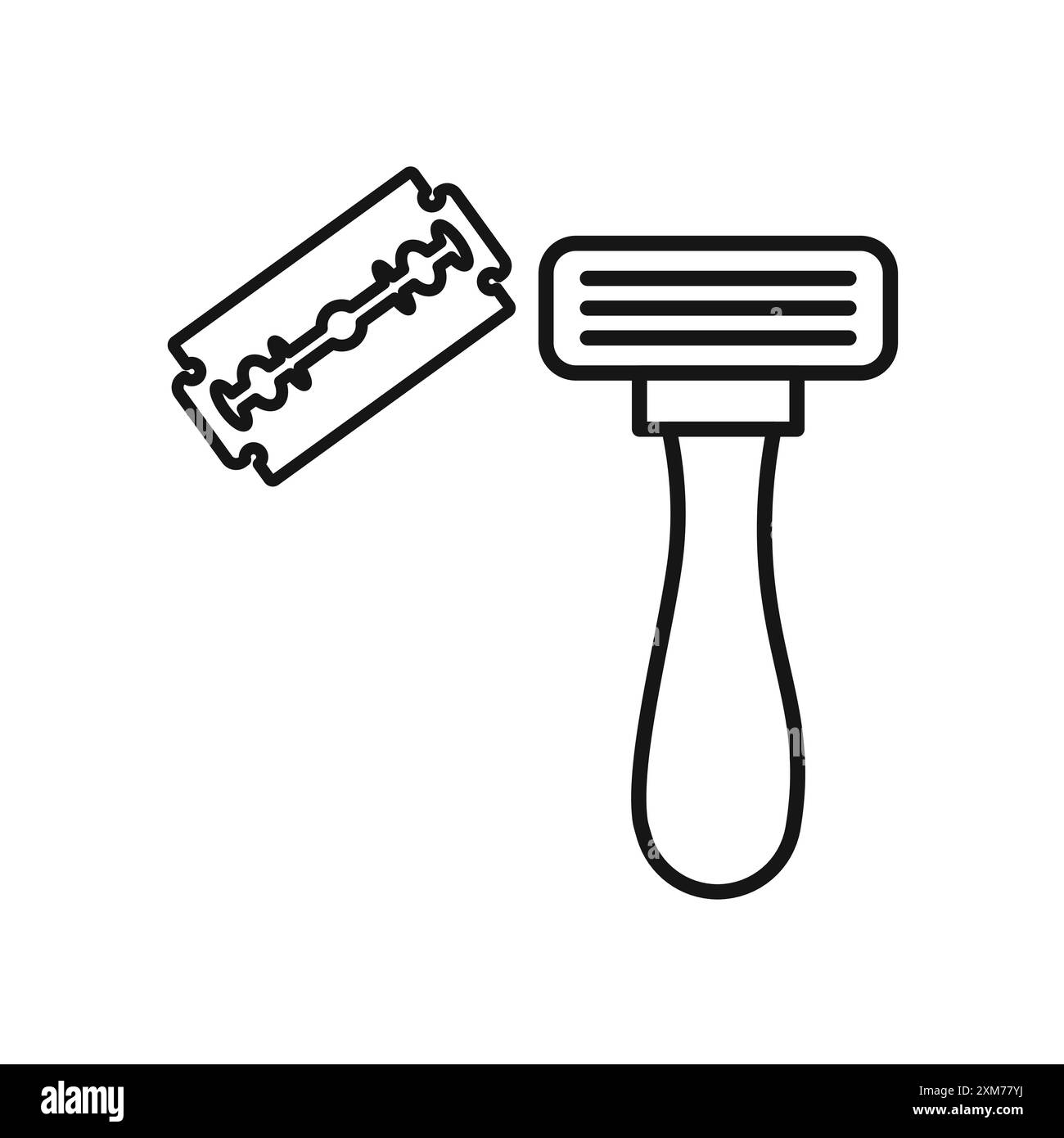 Icône de rasoir enlevant les cheveux vecteur d'art de ligne noir dans le signe de collection d'ensemble de contour noir et blanc Illustration de Vecteur