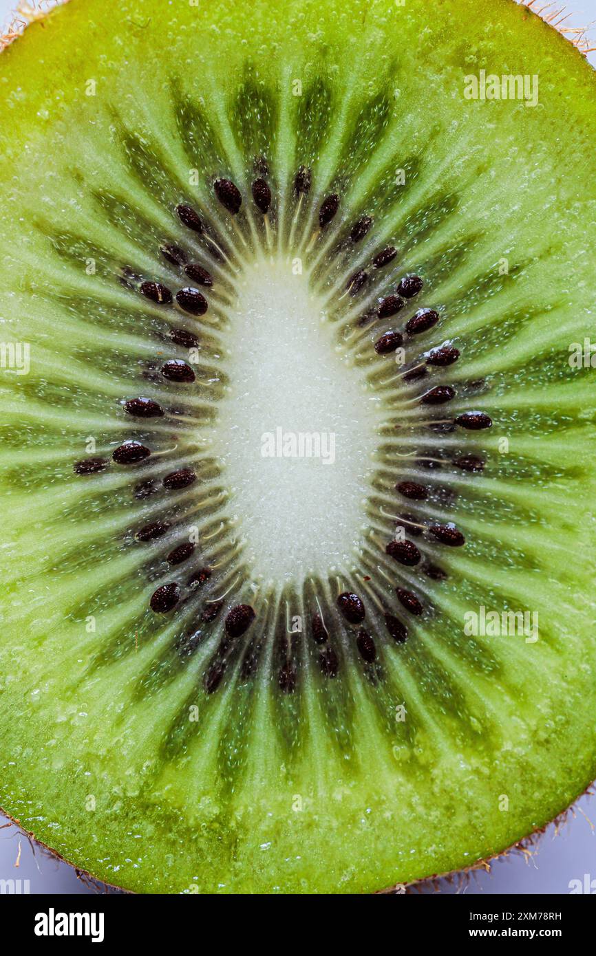Gros plan de kiwi tranché Banque D'Images