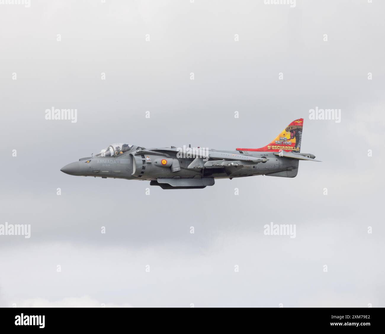 McDonnell Douglas AV-8s Matador Harrier II de 9 Esquadrilla de la Marine espagnole volant au Royal International Air Tattoo de 2024 Banque D'Images