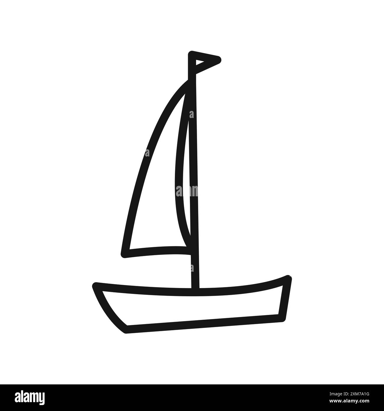 Icône de voilier vecteur d'art de ligne noire en noir et blanc contour set signe de collection Illustration de Vecteur