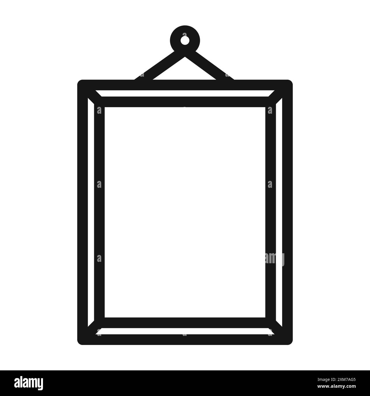 Icône de cadre photo vecteur d'art de ligne noir en noir et blanc contour set signe de collection Illustration de Vecteur