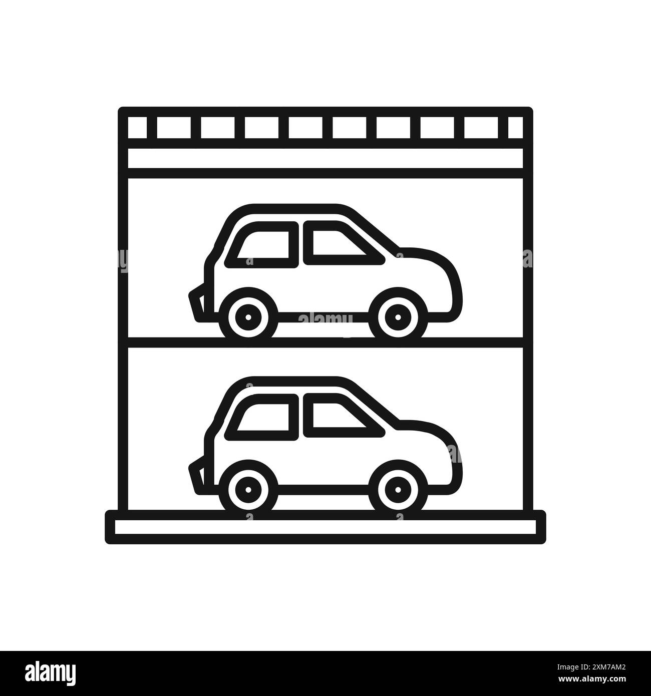 Icône de stationnement à plusieurs étages vecteur d'art de ligne noire en noir et blanc de set de collection de contour Illustration de Vecteur