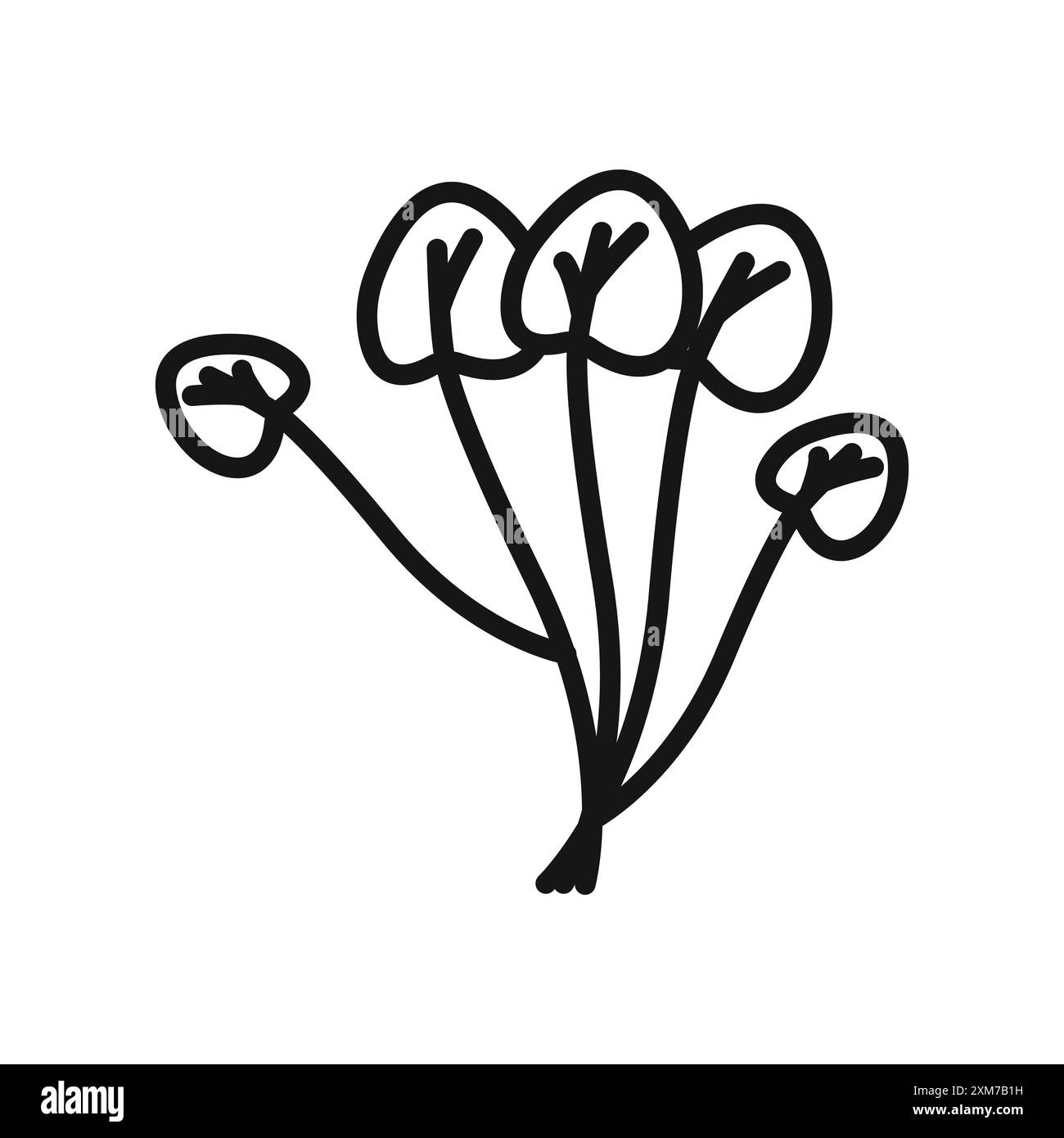 Icône de légume de cresson vecteur d'art de ligne noire dans le signe de collection d'ensemble de contour noir et blanc Illustration de Vecteur