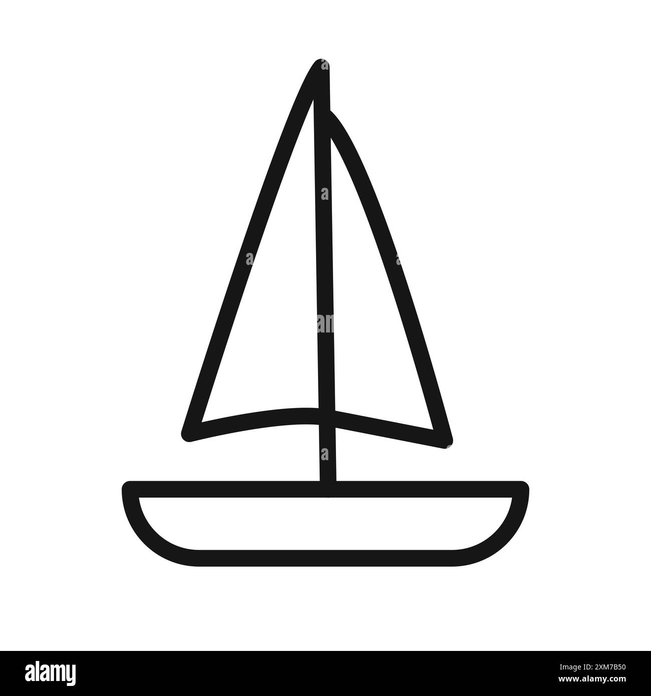 Icône de voilier (2) vecteur d'art de ligne noire en noir et blanc contour set signe de collection Illustration de Vecteur