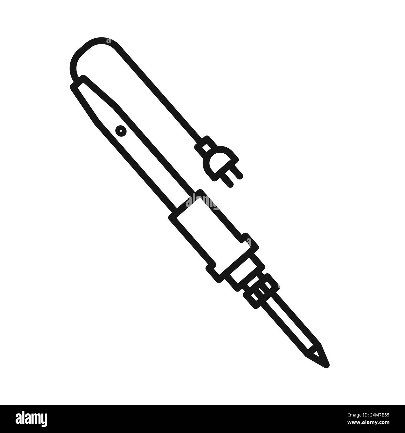 Icône de fer à souder (2) vecteur d'art de ligne noire dans le signe de collection de set de contour noir et blanc Illustration de Vecteur