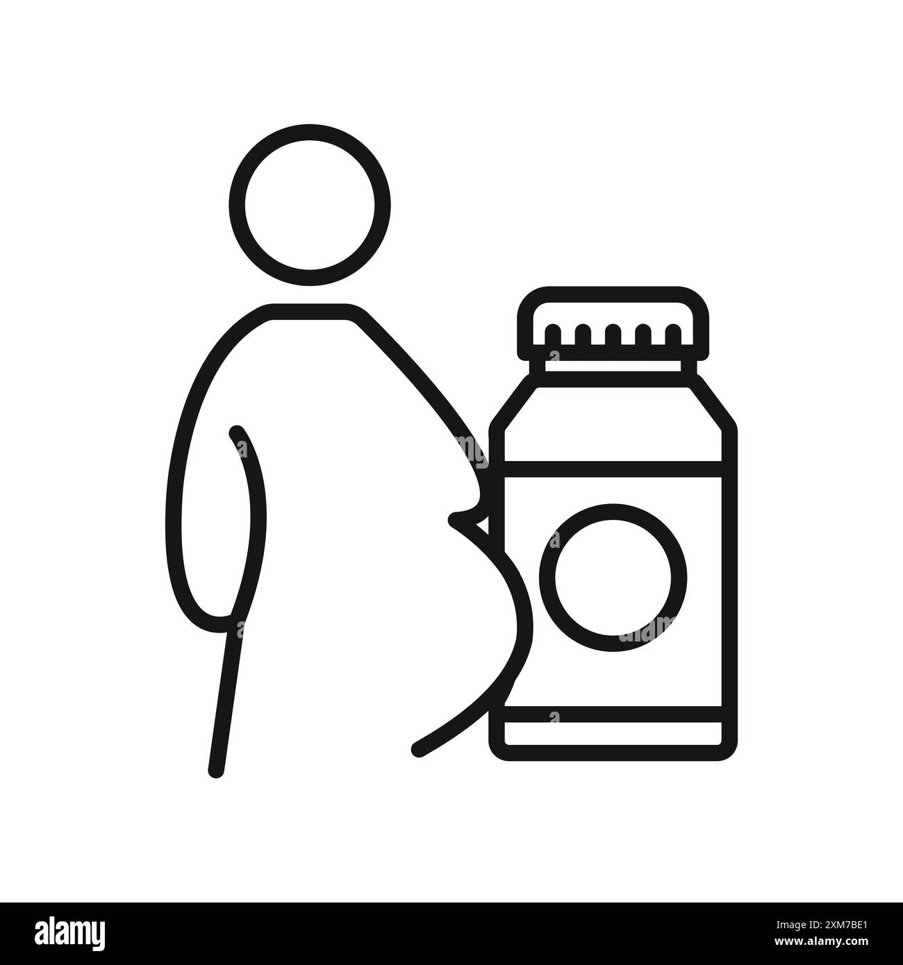 Suppléments pour l'icône de femmes enceintes vecteur d'art de ligne noire dans le signe de collection d'ensemble de contour noir et blanc Illustration de Vecteur