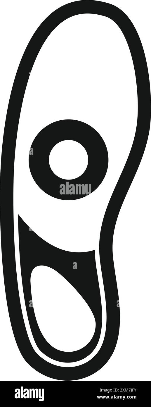 Icône simple en noir et blanc d'une semelle orthopédique, soulignant son design pour le soutien du pied et le soulagement de la pression Illustration de Vecteur
