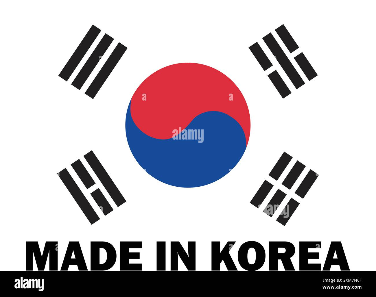 Fabriqué en Corée, fabriqué en Corée, signe de fabrication, icône de produit coréen, icône fabriqué en Corée, fabriqué en Corée avec drapeau Illustration de Vecteur