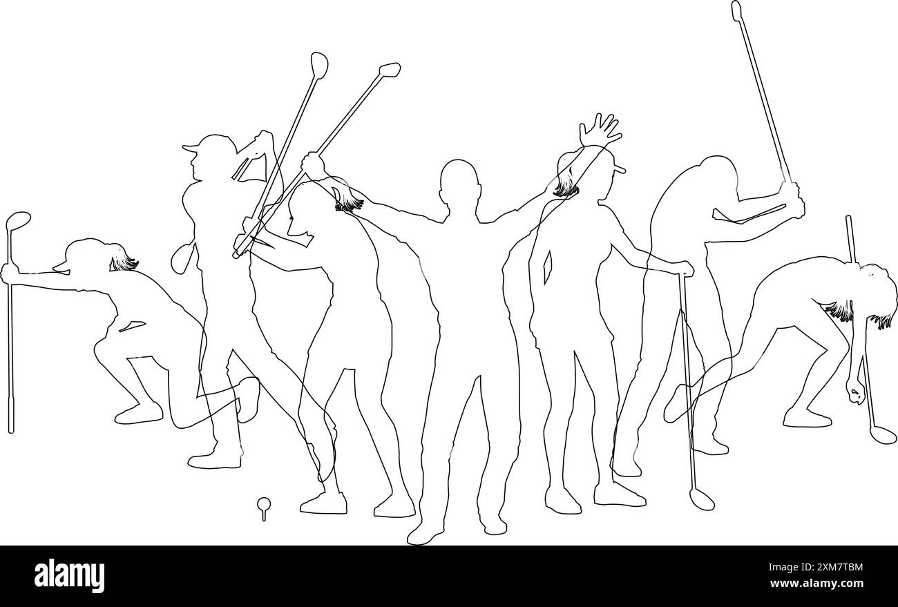 Golfeurs Golf Silhouette Golf personnes silhouettes Illustration de Vecteur