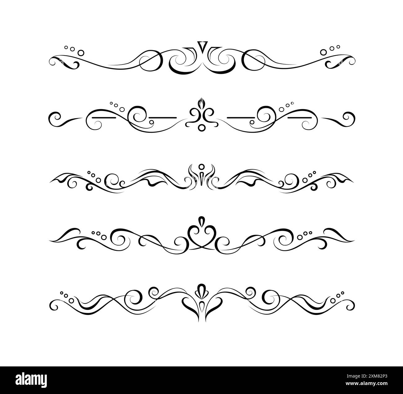 Ensemble de délimiteurs de texte ornés, vignettes de page Illustration de Vecteur