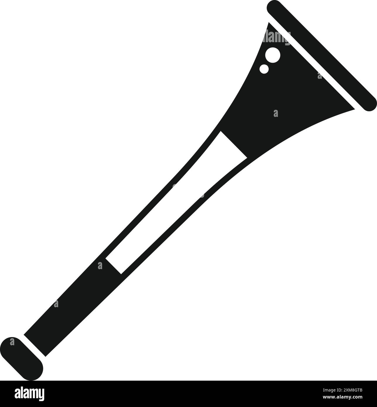 Icône simple en noir et blanc d'une vuvuzela, souvent utilisée par les fans lors d'événements sportifs Illustration de Vecteur