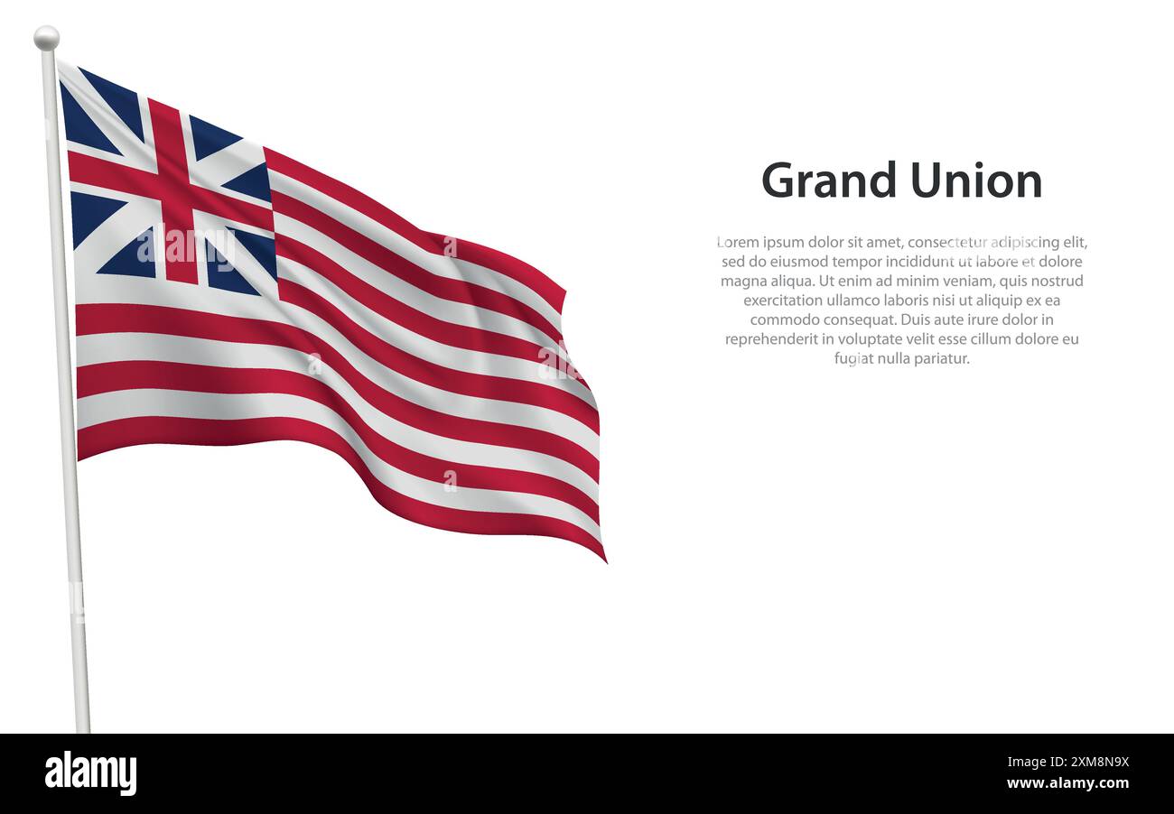 Grand Union agitant un drapeau historique, symbolisant l'indépendance américaine. Illustration de Vecteur