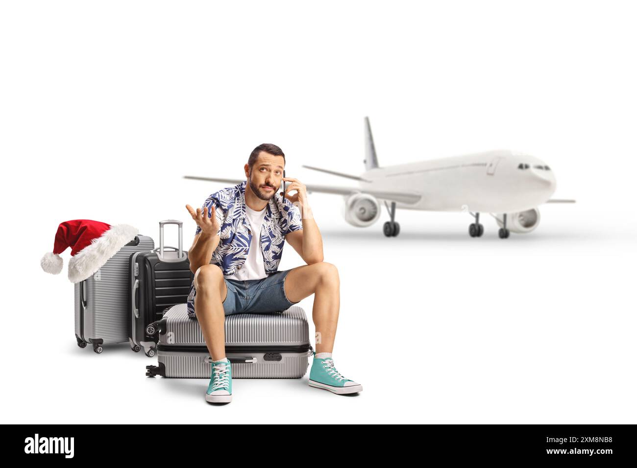 Père Noël Volant Avec Un Avion | Vecteur Gratuite