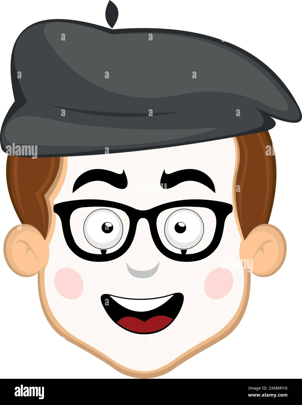 illustration vectorielle visage personnage de dessin animé mime artiste de rue, avec des lunettes nerd Illustration de Vecteur