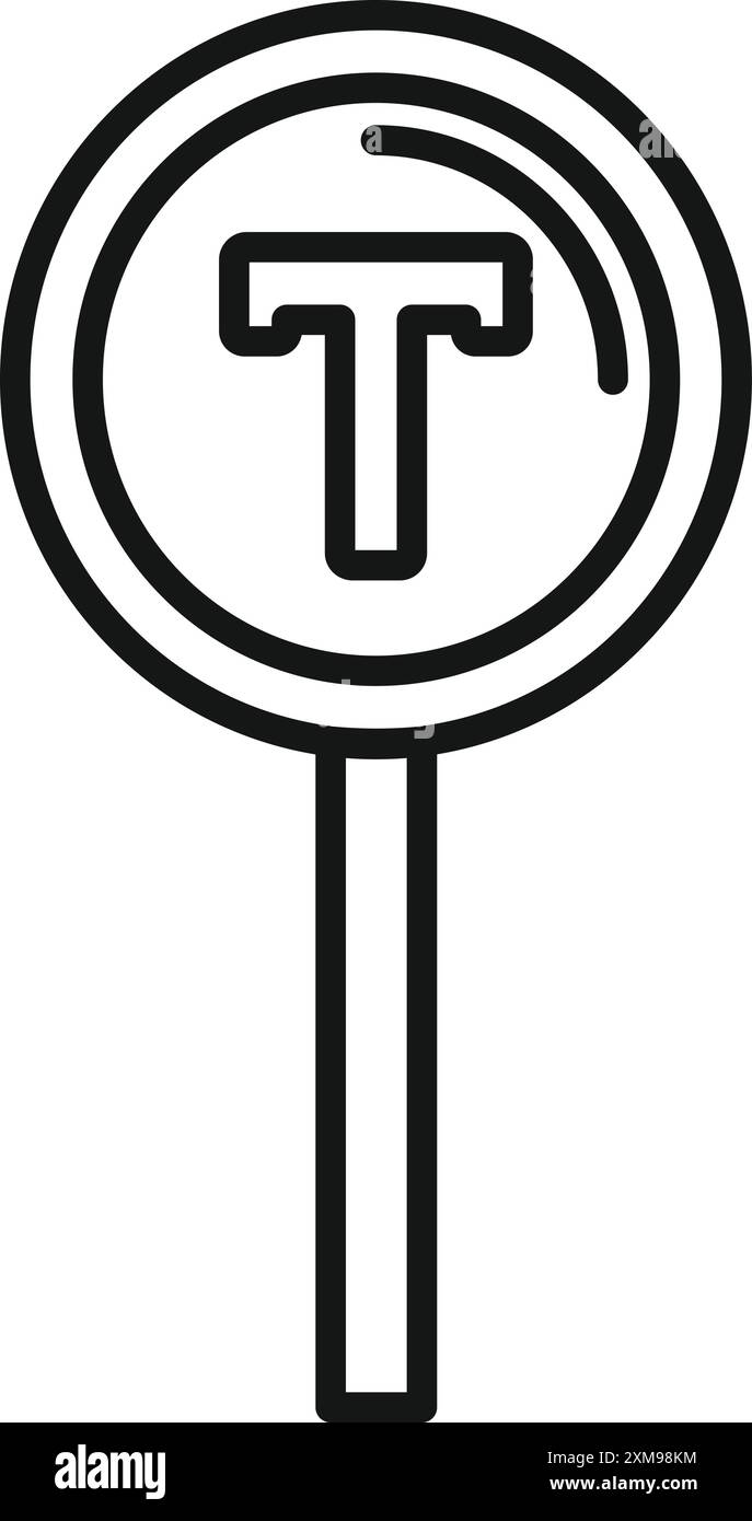 Le signe rond de tramway montre l'arrêt de transport public pour les passagers, concept de transport urbain Illustration de Vecteur