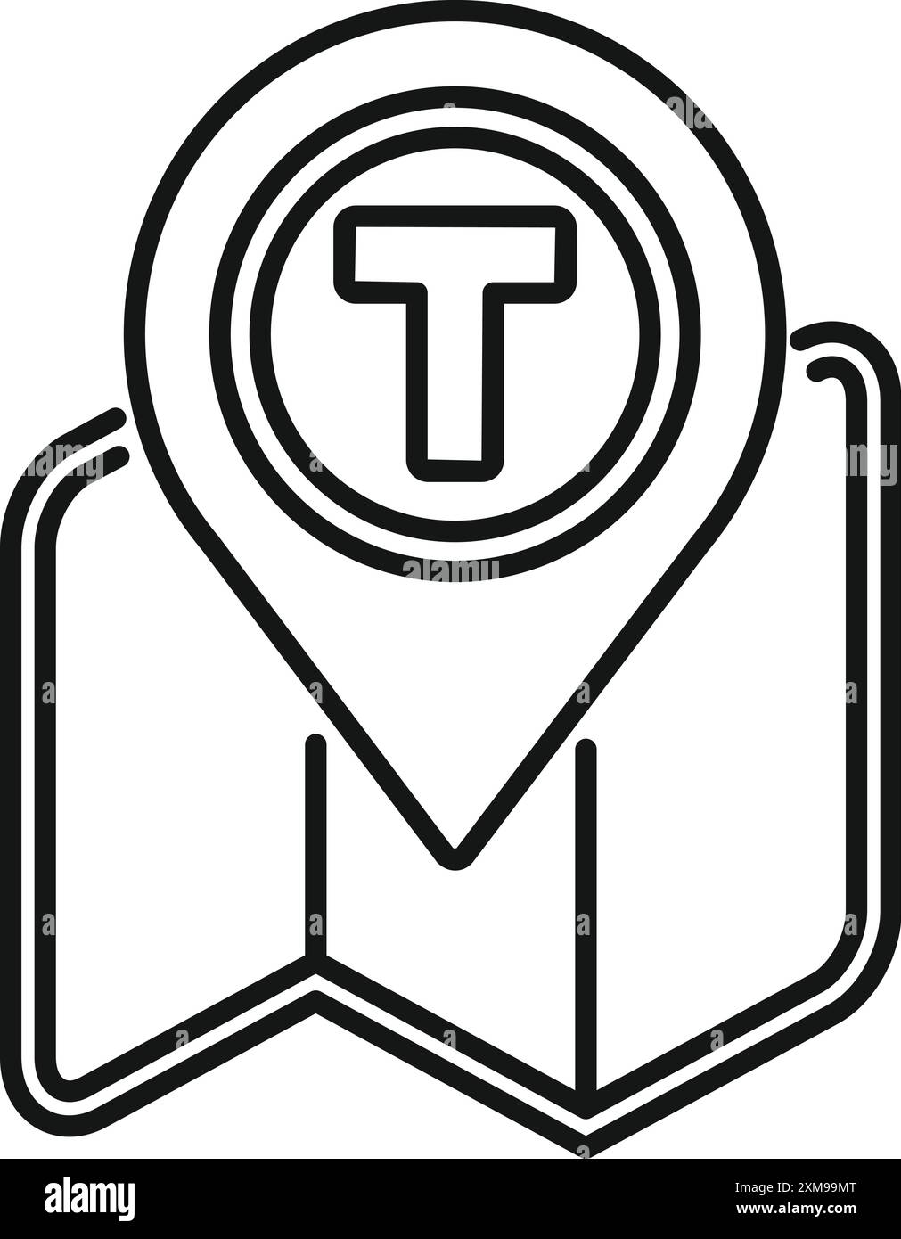 Icône d'emplacement marquant un arrêt de transport public, aidant les navetteurs et les touristes à naviguer dans l'environnement urbain Illustration de Vecteur