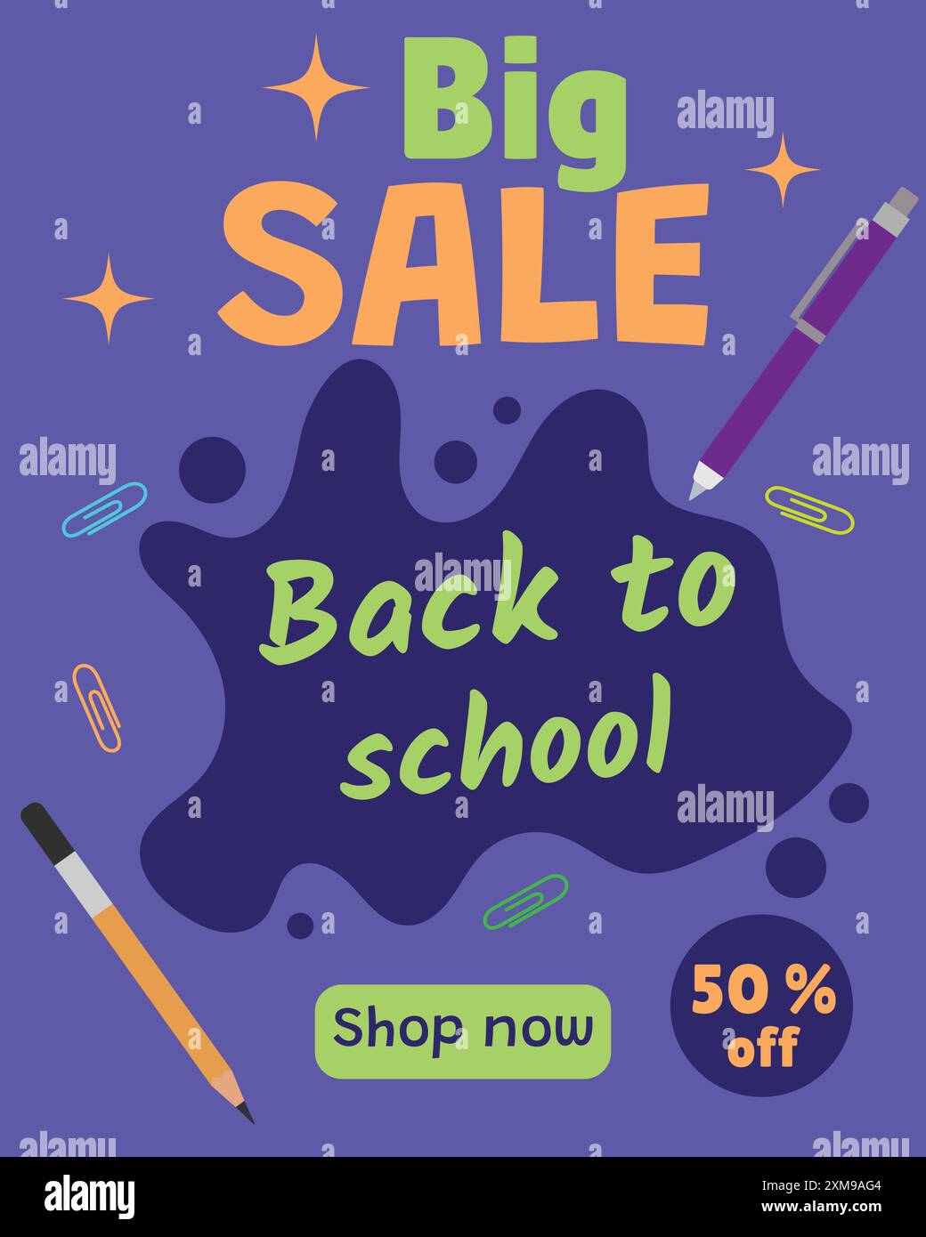 Vente retour à l'école 50% Illustration de Vecteur