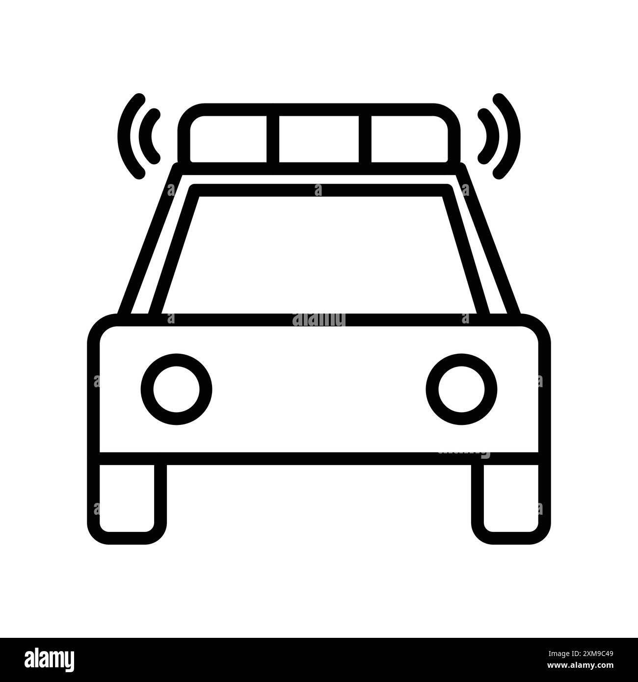 Icône de voiture de police clignotant marque linéaire ensemble collection en noir et blanc pour le web Illustration de Vecteur