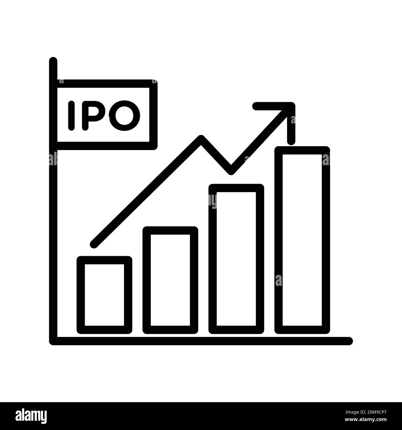 IPO initial public Offering icône linéaire logo Mark Set collection en noir et blanc pour le web Illustration de Vecteur