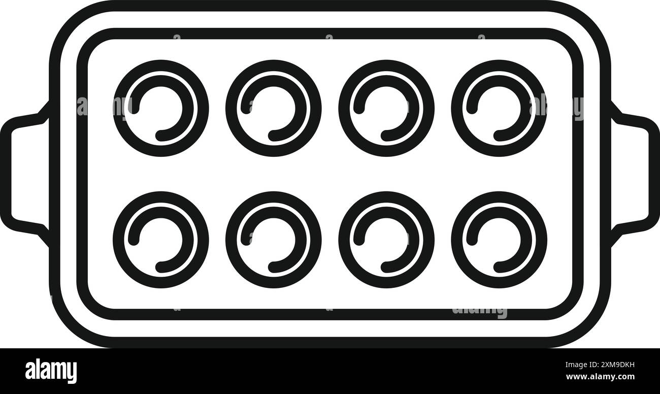 Icône noire et blanche d'une plaque de cuisson vide, prête pour le four Illustration de Vecteur