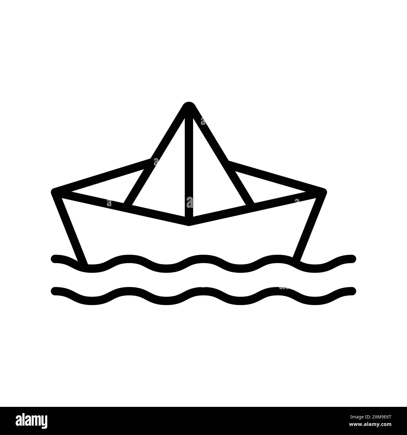Paper Boat icône linéaire logo Mark Set collection en noir et blanc pour le web Illustration de Vecteur