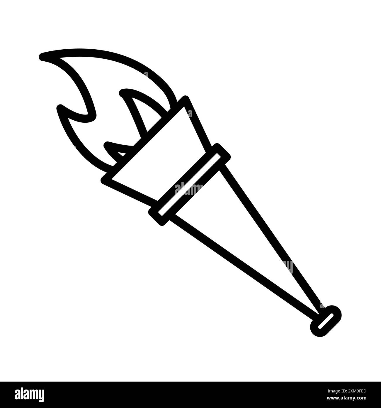 Torch Flame Icon Linear logo Mark Set collection en noir et blanc pour le web Illustration de Vecteur