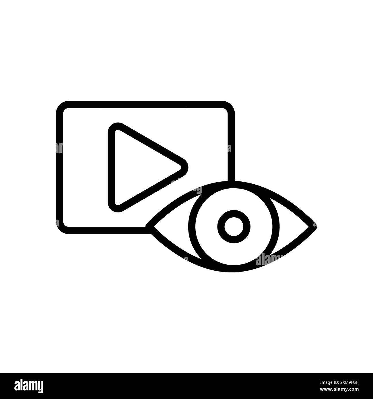 Affichage vidéo icône logo linéaire marque set collection en noir et blanc pour le web Illustration de Vecteur