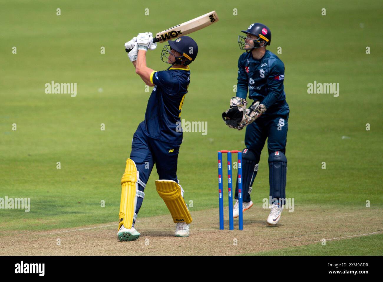 Southampton, Royaume-Uni. 26 juillet 2024. Eddie Jack du Hampshire battant lors du match de la Metro Bank One Day Cup entre le Hampshire et le Northamptonshire à l'Utilita Bowl. Crédit : Dave Vokes/Alamy Live News Banque D'Images