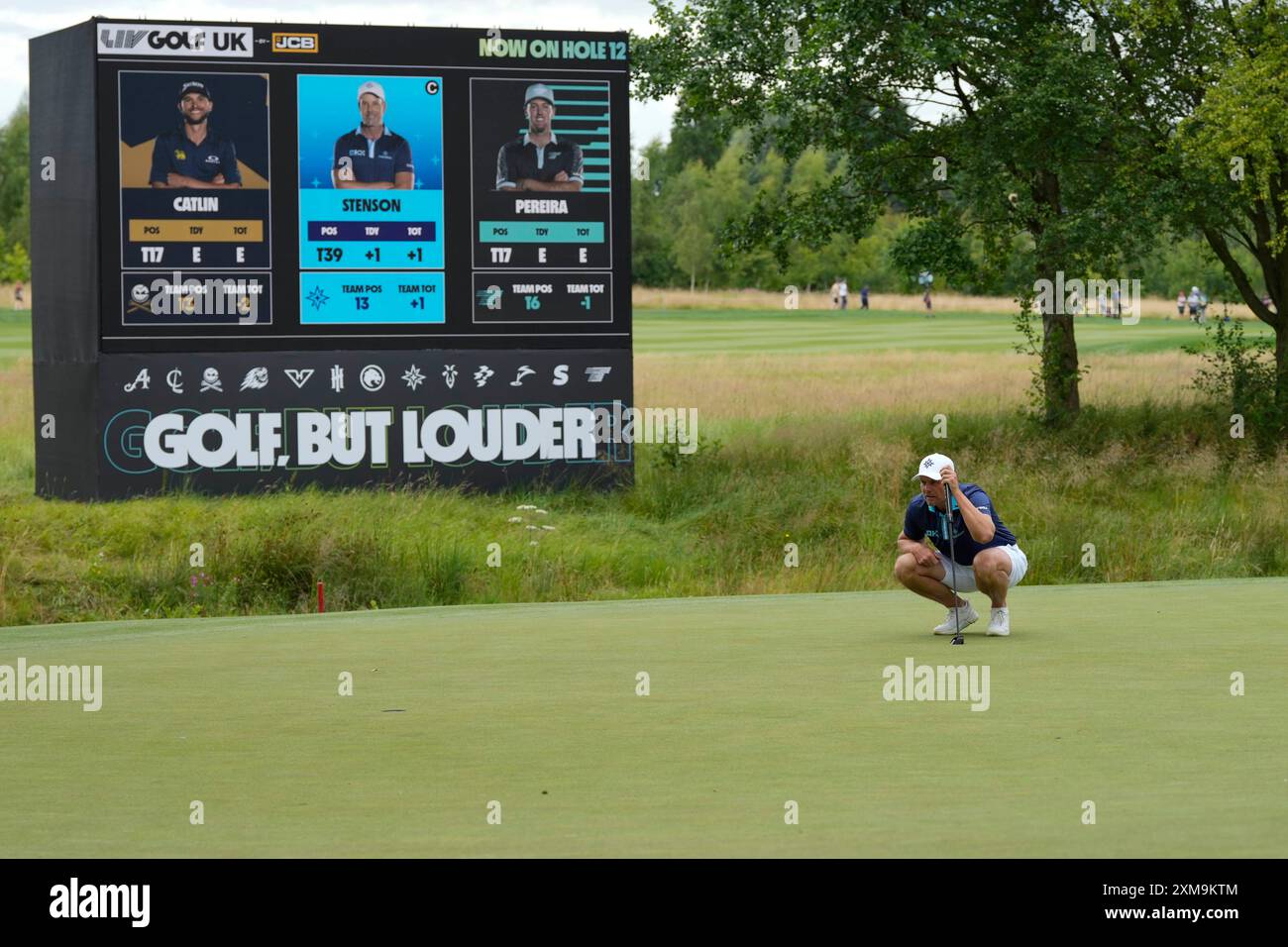 26 juillet 2024 ; JCB Golf & amp ; Country Club, Rocester, Uttoxeter, Angleterre ; LIV UK Golf League, Round 1 ; Henrik Stenson du Majestics GC aligne un putt sur le 12ème green lors du Round 1 crédit : action plus Sports images/Alamy Live News Banque D'Images