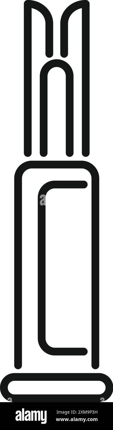 Dessin au trait d'une cigarette électronique chargée avec l'élément chauffant visible Illustration de Vecteur