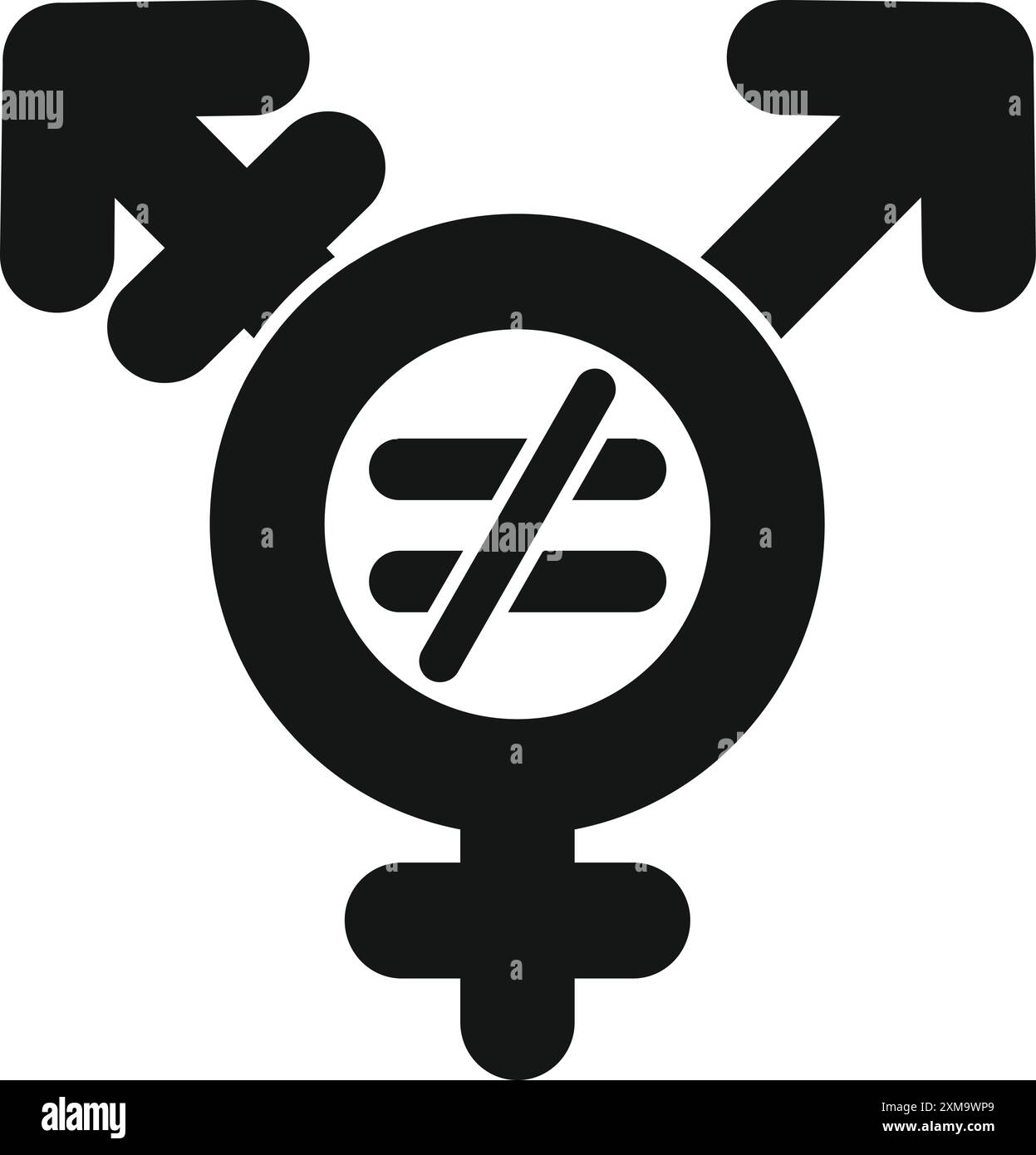 Symbole noir de l'inégalité des sexes représentant la disparité et l'inégalité des droits entre les sexes Illustration de Vecteur