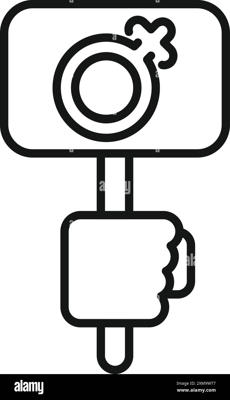 Main tenant un panneau avec le symbole transgenre, plaidant pour les droits transgenres et l'égalité Illustration de Vecteur