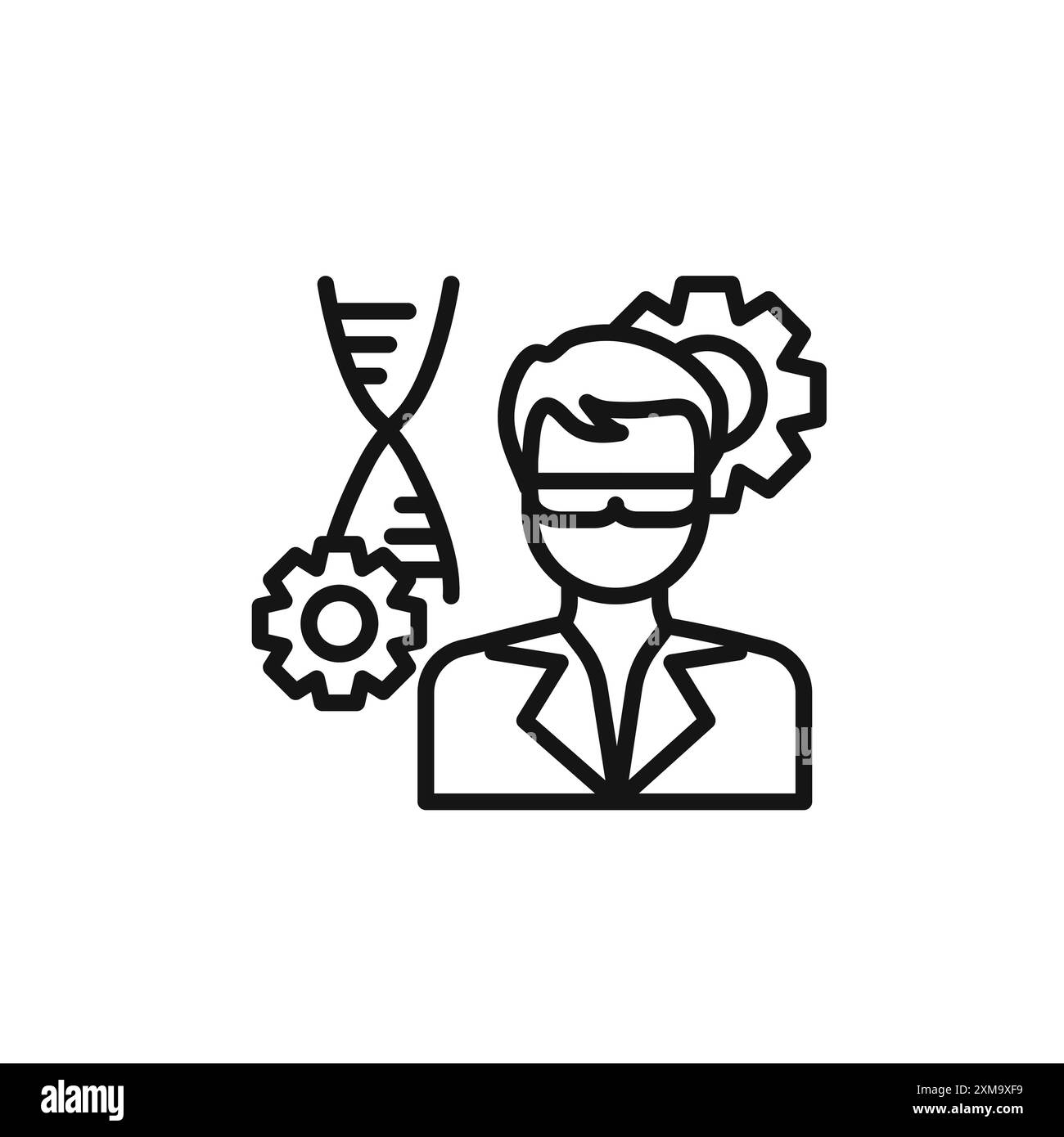 Collection ou ensemble de contours d'icônes d'ingénieur biomédical en noir et blanc Illustration de Vecteur