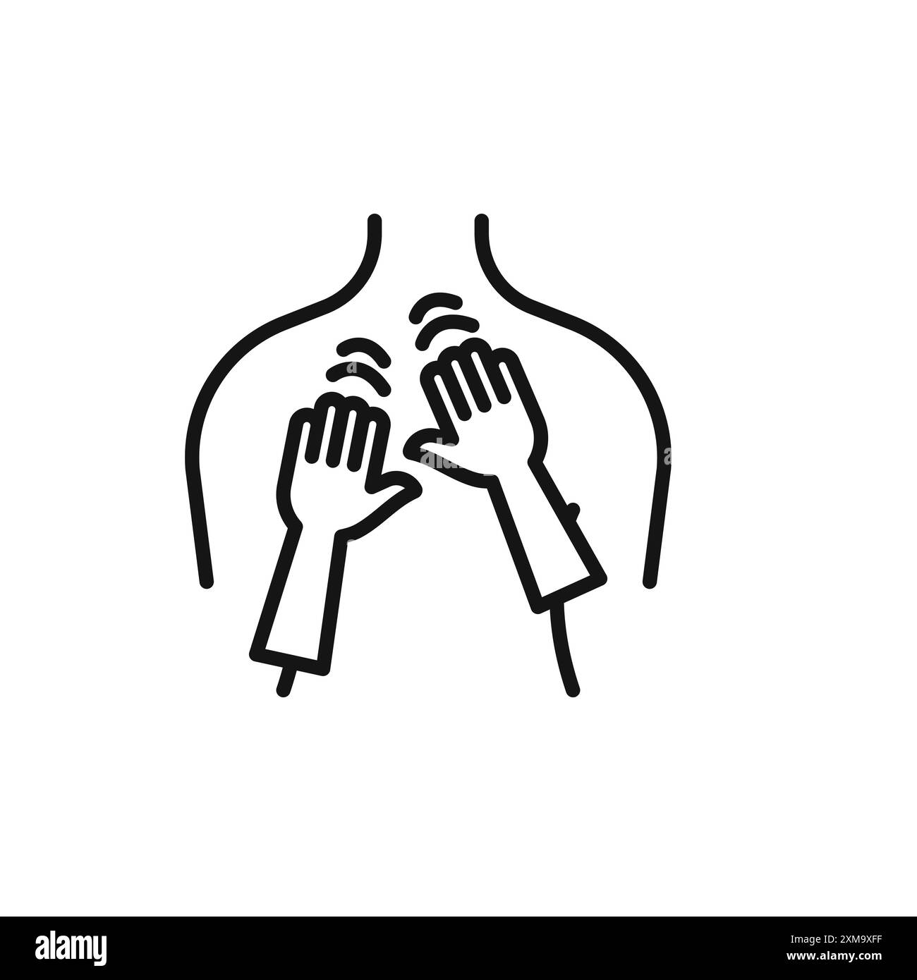 Collection de contour d'icône de massage du dos ou défini en contour noir et blanc Illustration de Vecteur