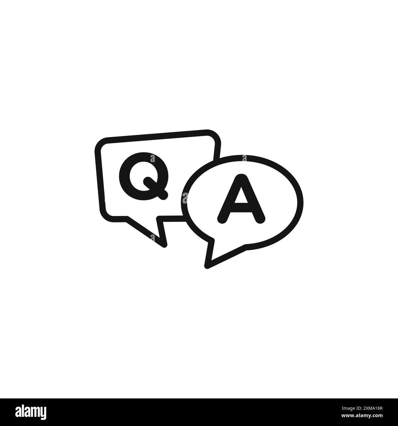 Questions et réponses ensemble de contours d'icône ou ensemble en noir et blanc Illustration de Vecteur