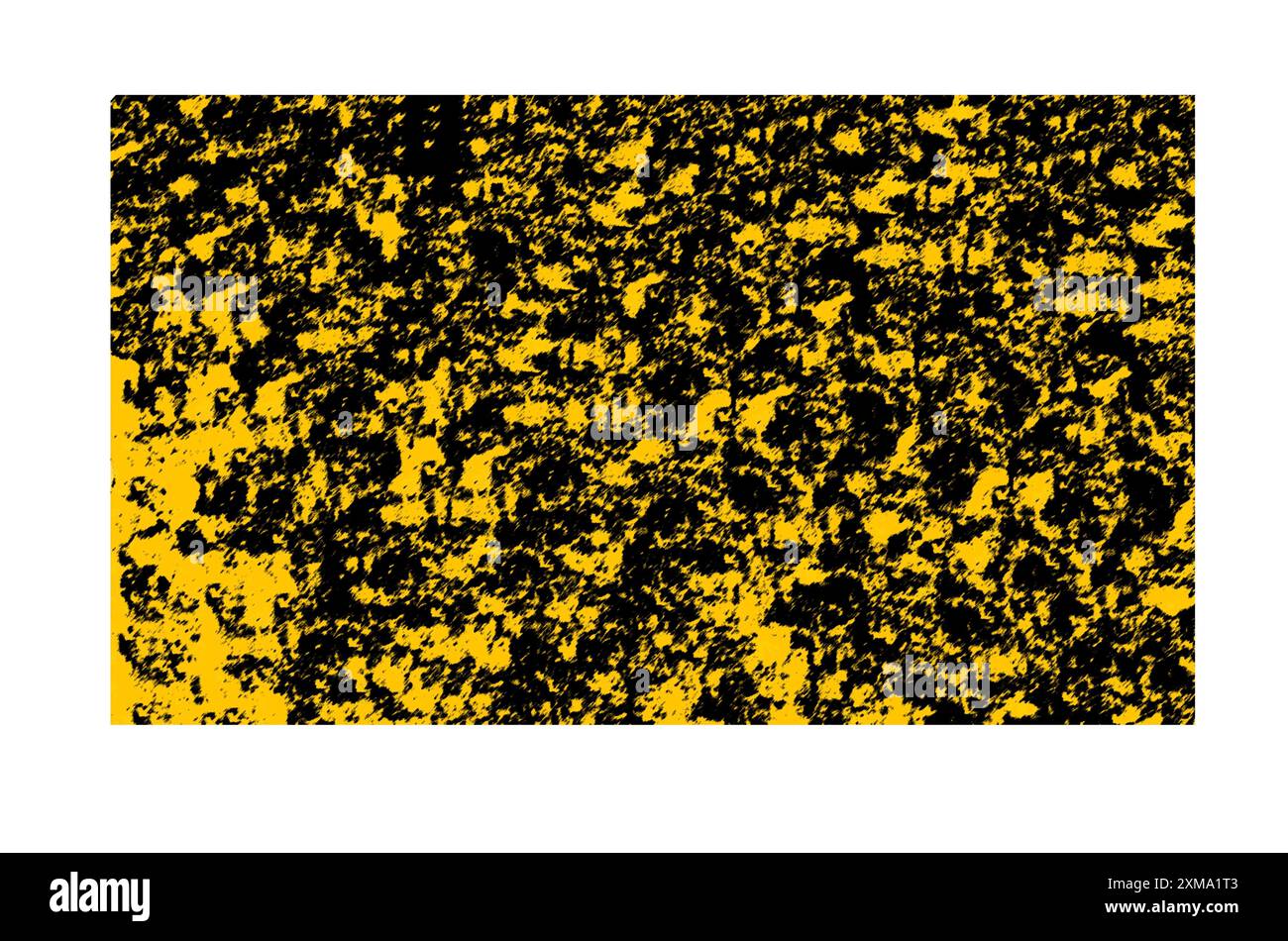 Œuvre d'art abstraite avec un mélange chaotique de textures mouchetées jaunes et noires Banque D'Images
