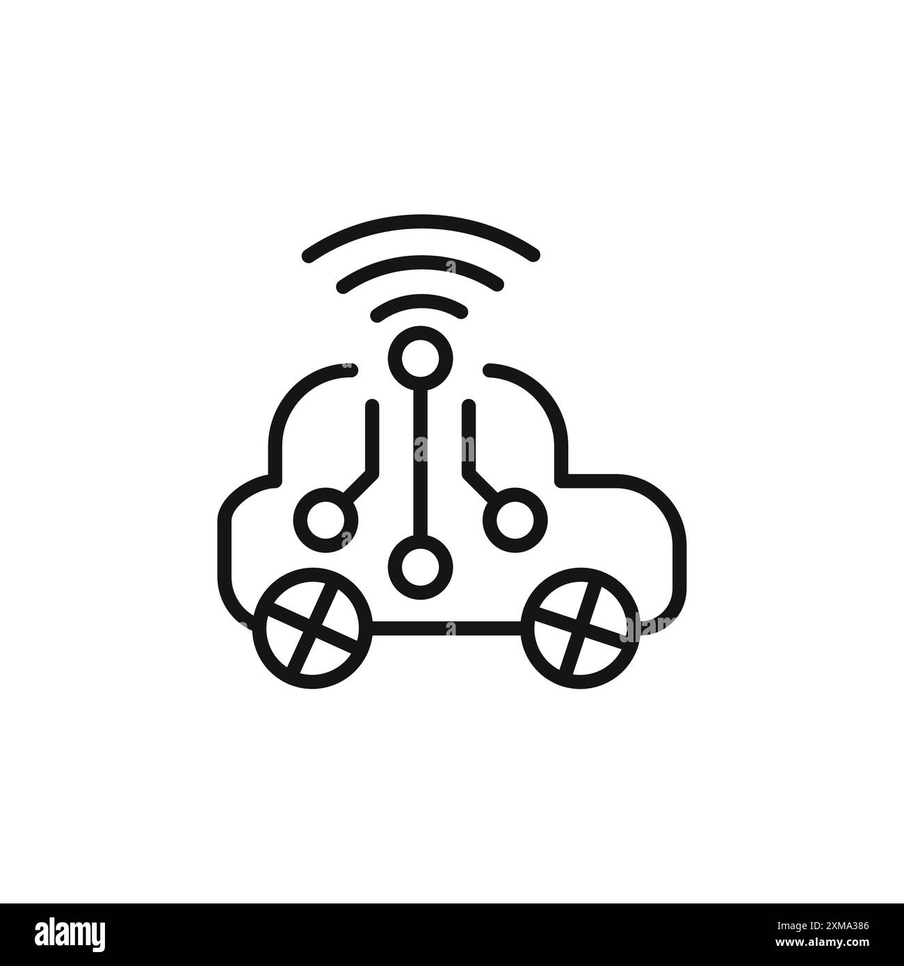 Collection de contour d'icône de voiture intelligente ou défini dans un contour noir et blanc Illustration de Vecteur